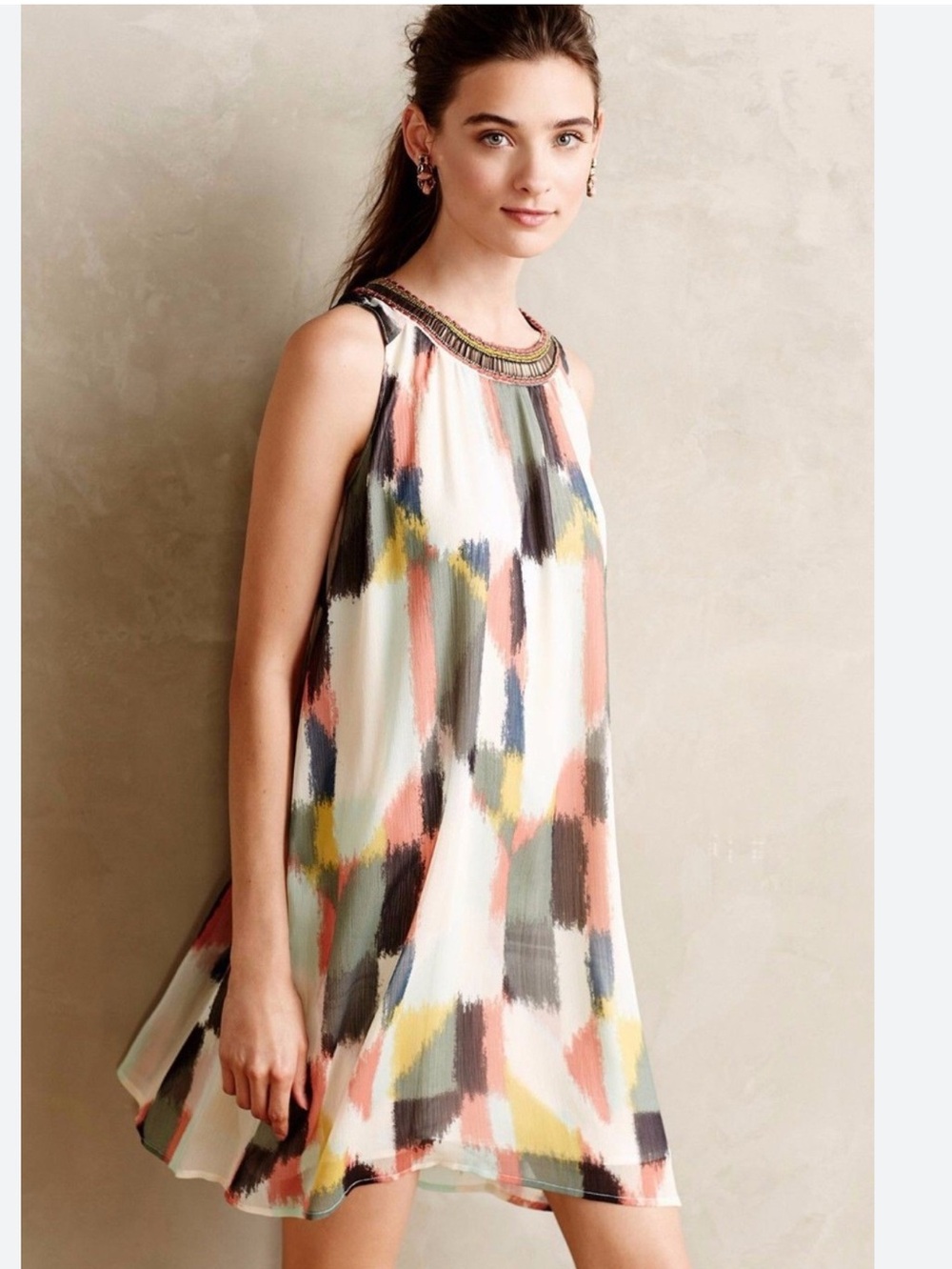 Anthropologie Jeweled Brushstrokes Shift Dress by HD in Paris Size 4